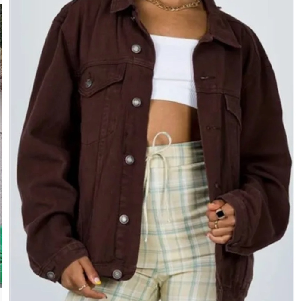 Princess Polly Brown Jean Jacket Oversized Fit